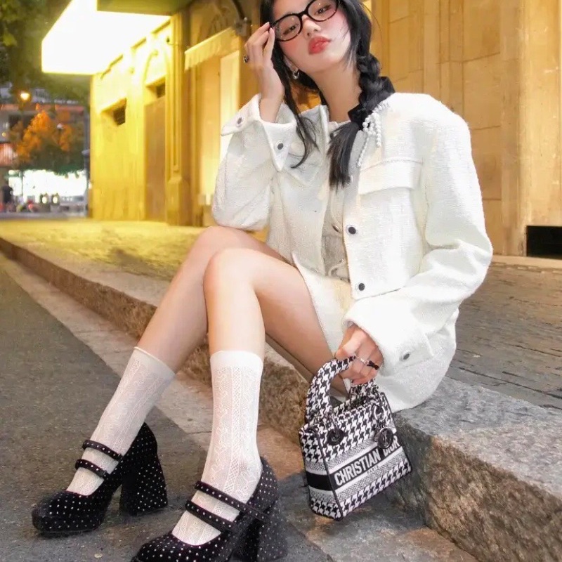 Dior lady 三格千鳥格黛妃包 經典黑白款17*14 98新肩帶塵袋-0