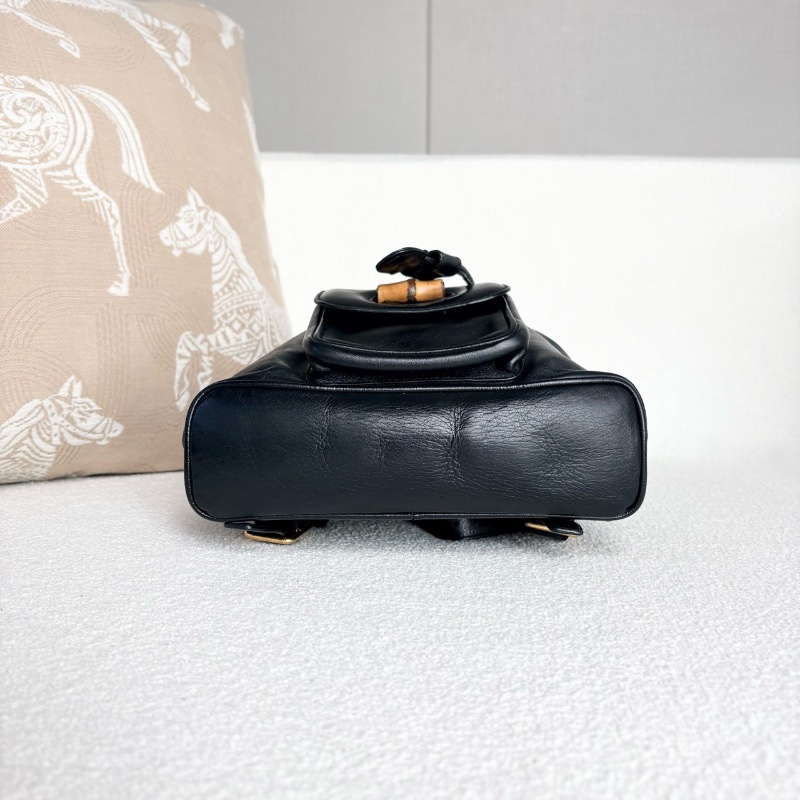 GucciBamboo竹節後背包小號黑金 竹節紐扣21*24*7 98新配件塵袋-6