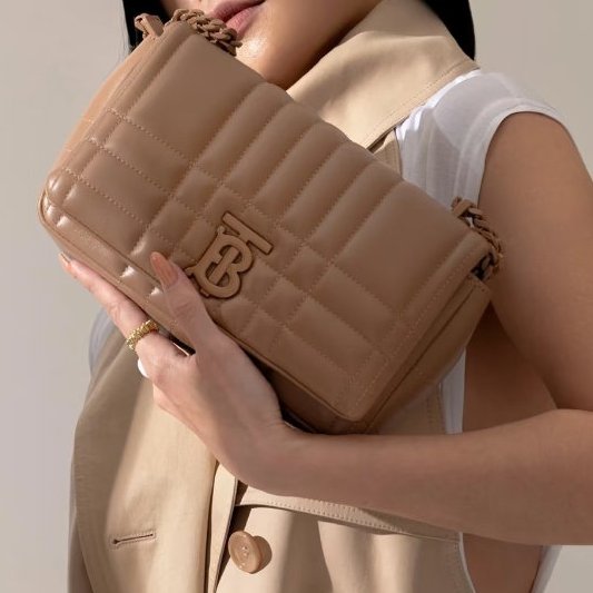 BURBERRY - 裸米棕色羊皮衍縫Lola肩側背包╻小號-2