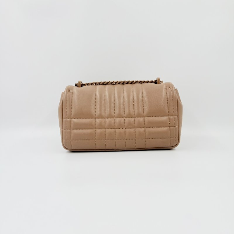 BURBERRY - 裸米棕色羊皮衍縫Lola肩側背包╻小號-5