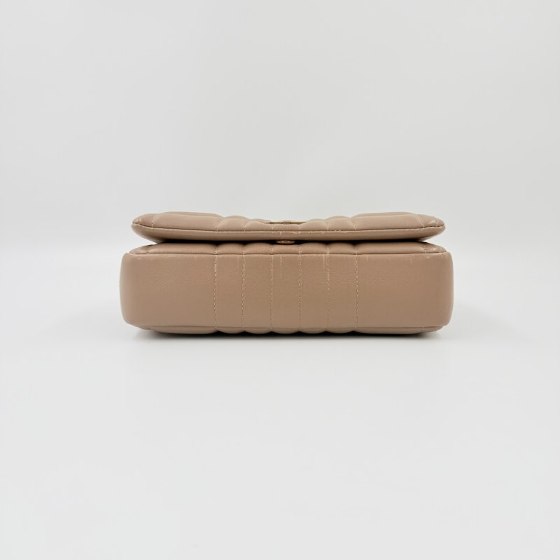 BURBERRY - 裸米棕色羊皮衍縫Lola肩側背包╻小號-8