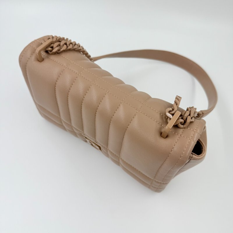 BURBERRY - 裸米棕色羊皮衍縫Lola肩側背包╻小號-9