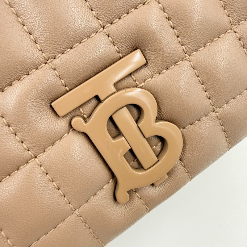 BURBERRY - 裸米棕色羊皮衍縫Lola肩側背包╻小號-12