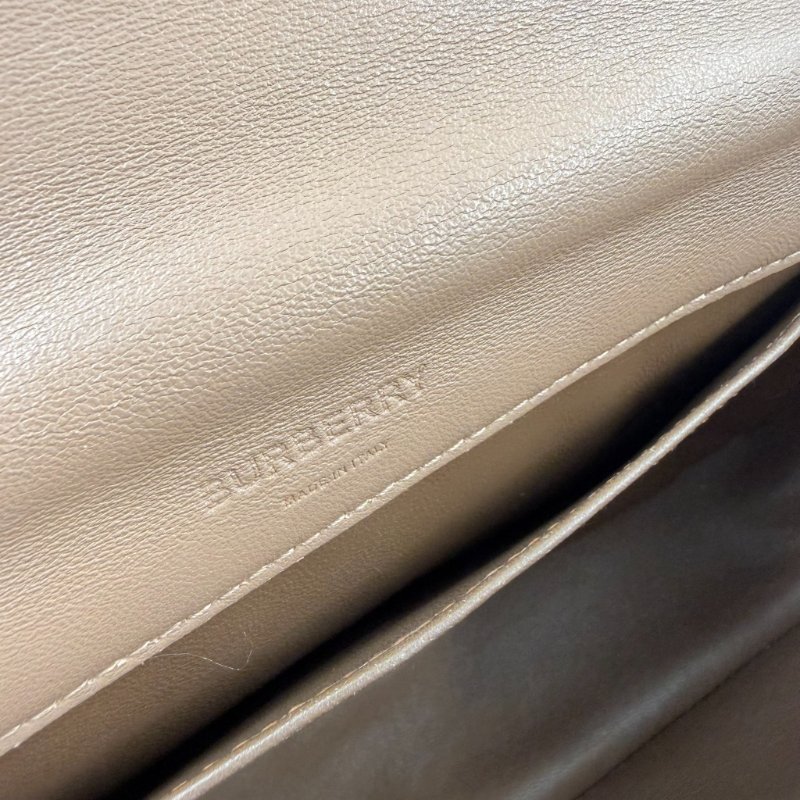 BURBERRY - 裸米棕色羊皮衍縫Lola肩側背包╻小號-14