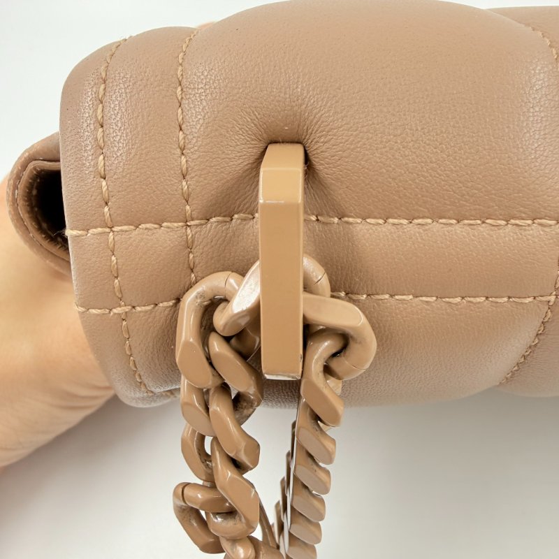 BURBERRY - 裸米棕色羊皮衍縫Lola肩側背包╻小號-16