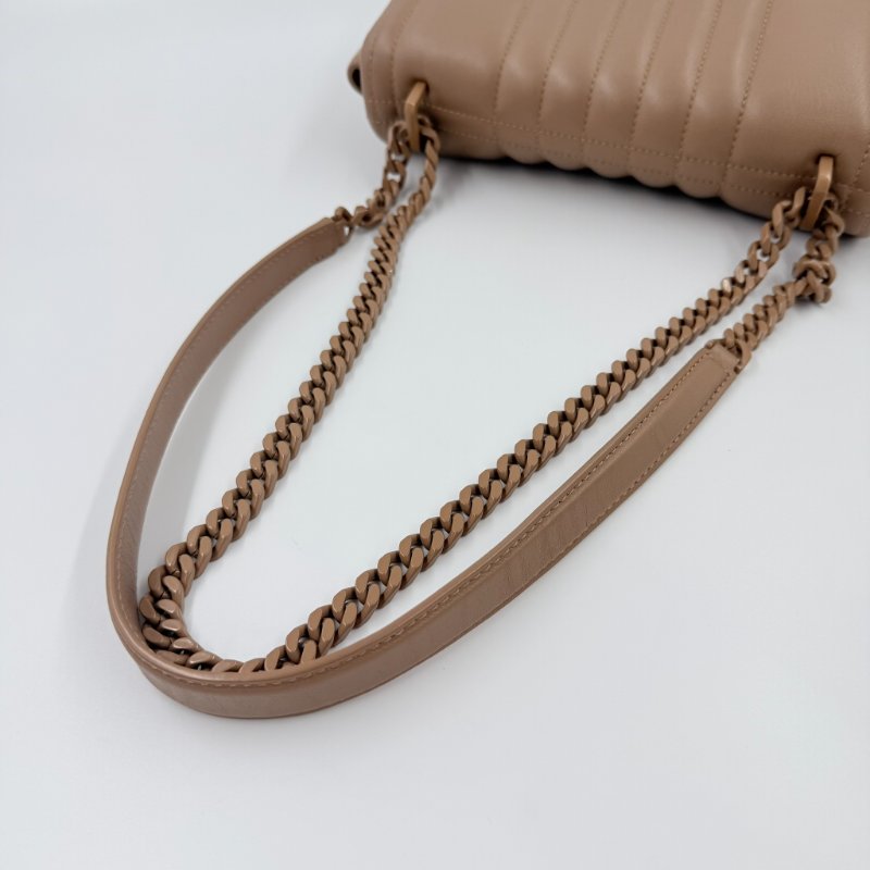 BURBERRY - 裸米棕色羊皮衍縫Lola肩側背包╻小號-18