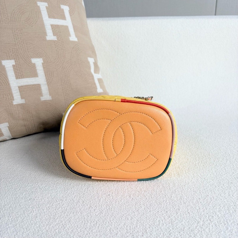 Chanel 拼色抽繩水桶包 牛皮 銀扣16*20*12 99新肩帶塵袋-5