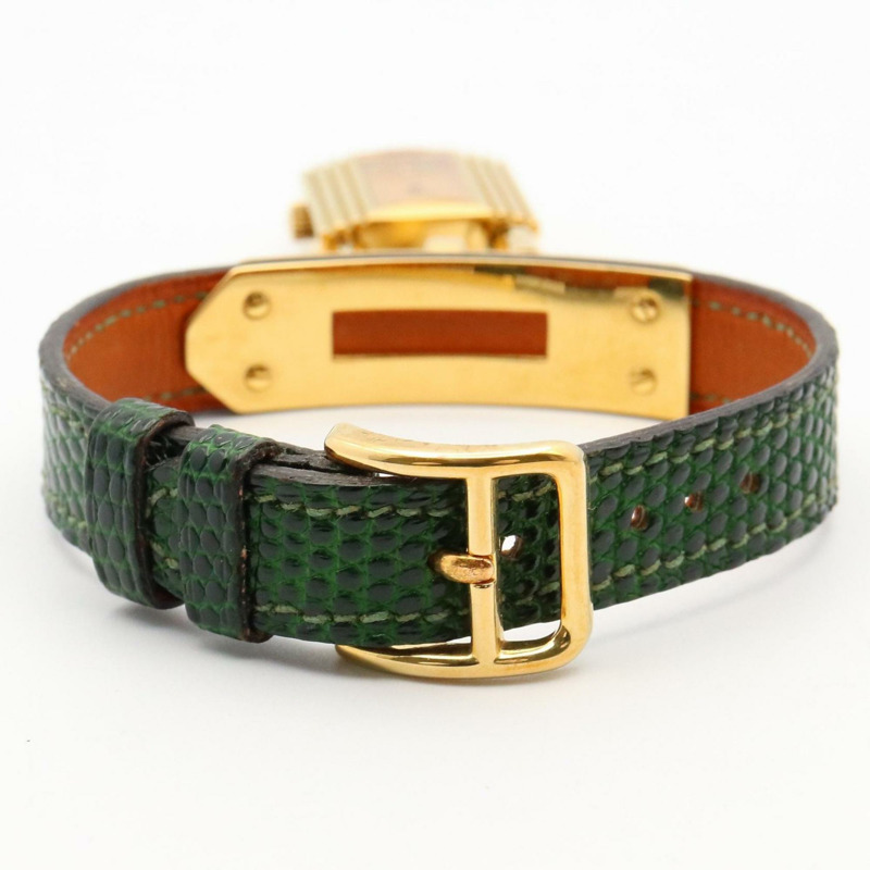 愛馬仕 Kelly 女士腕錶，鍍金款，皮革錶帶，金色，KE1.201-3