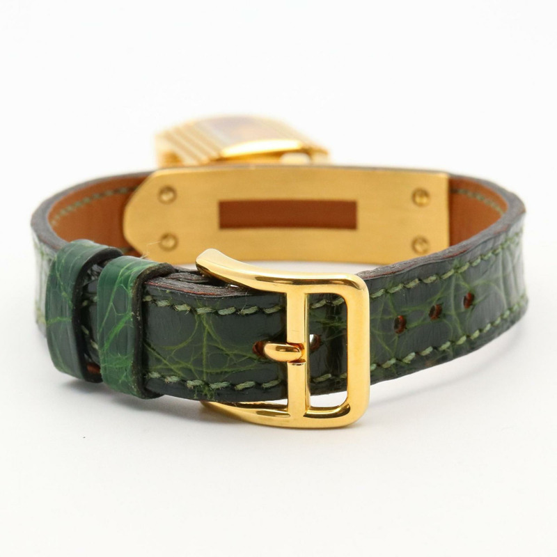 愛馬仕 Kelly 女士腕錶，鍍金款，皮革錶帶，金色，KE1.201-3