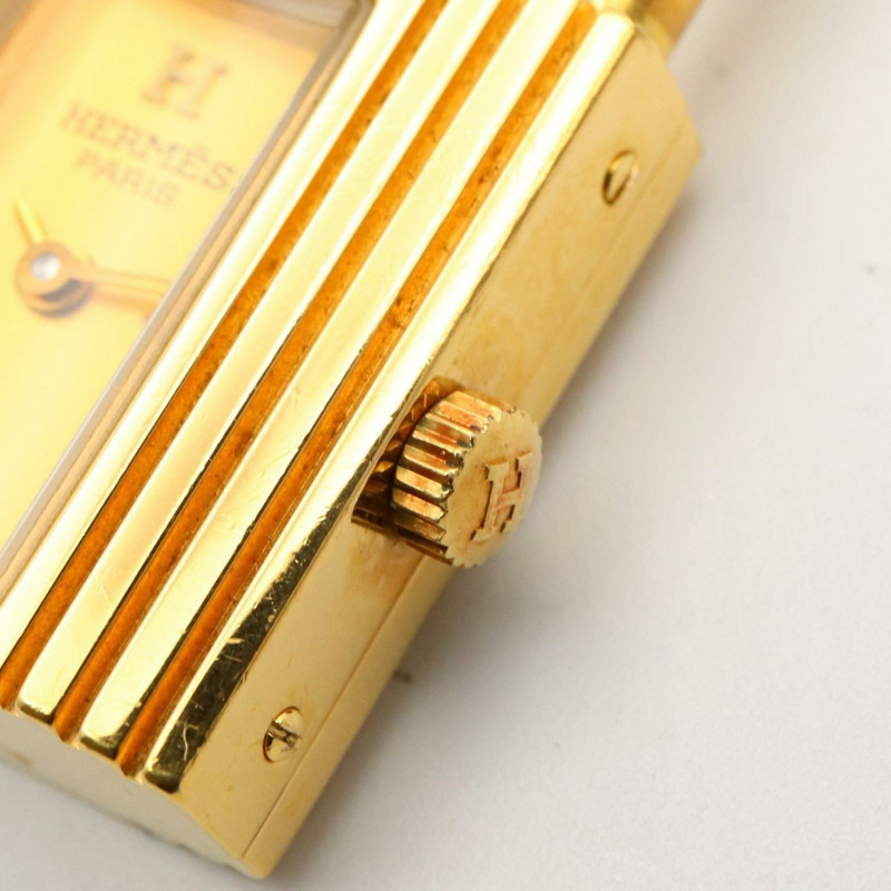 愛馬仕 Kelly 女士腕錶，鍍金款，皮革錶帶，金色，KE1.201-4