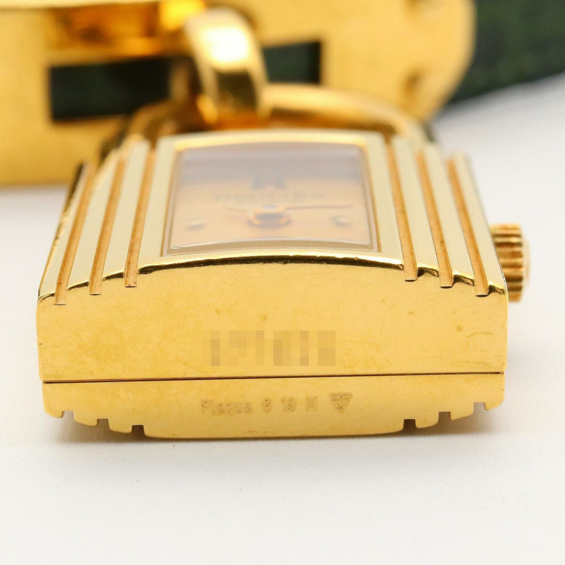 愛馬仕 Kelly 女士腕錶，鍍金款，皮革錶帶，金色，KE1.201-10