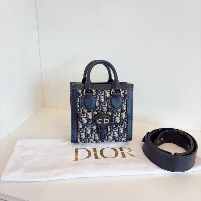 Dior 經典藍金老花mini tote琴譜笑臉包 20*19*10 98新配件塵袋肩帶-2