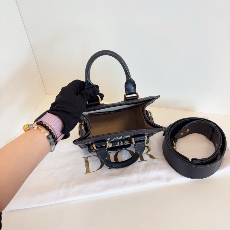 Dior 經典藍金老花mini tote琴譜笑臉包 20*19*10 98新配件塵袋肩帶-3