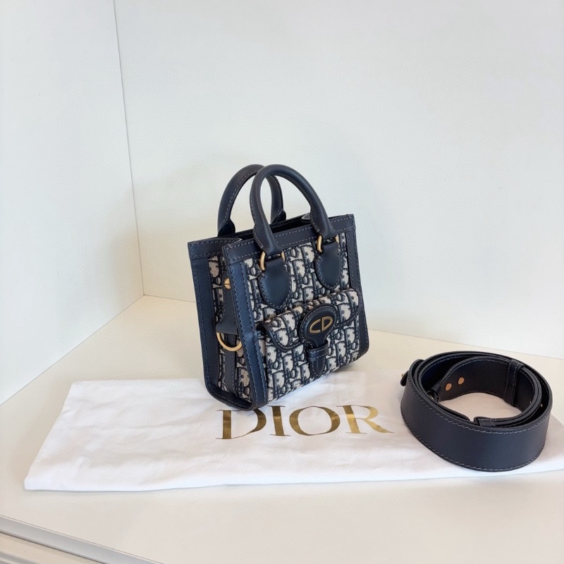 Dior 經典藍金老花mini tote琴譜笑臉包 20*19*10 98新配件塵袋肩帶-4