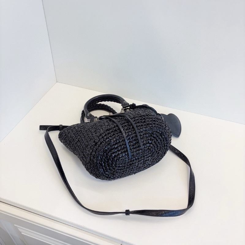 Balenciaga黑銀新款 愛心鏡子編織菜籃子 小號 20*18*14 98新配件塵袋-4