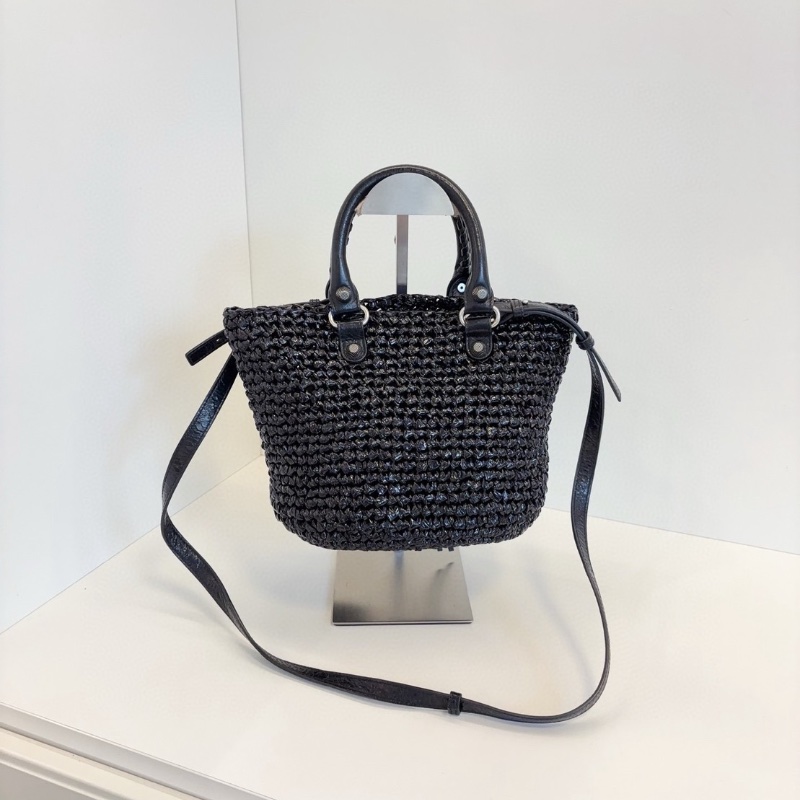 Balenciaga黑銀新款 愛心鏡子編織菜籃子 小號 20*18*14 98新配件塵袋-6