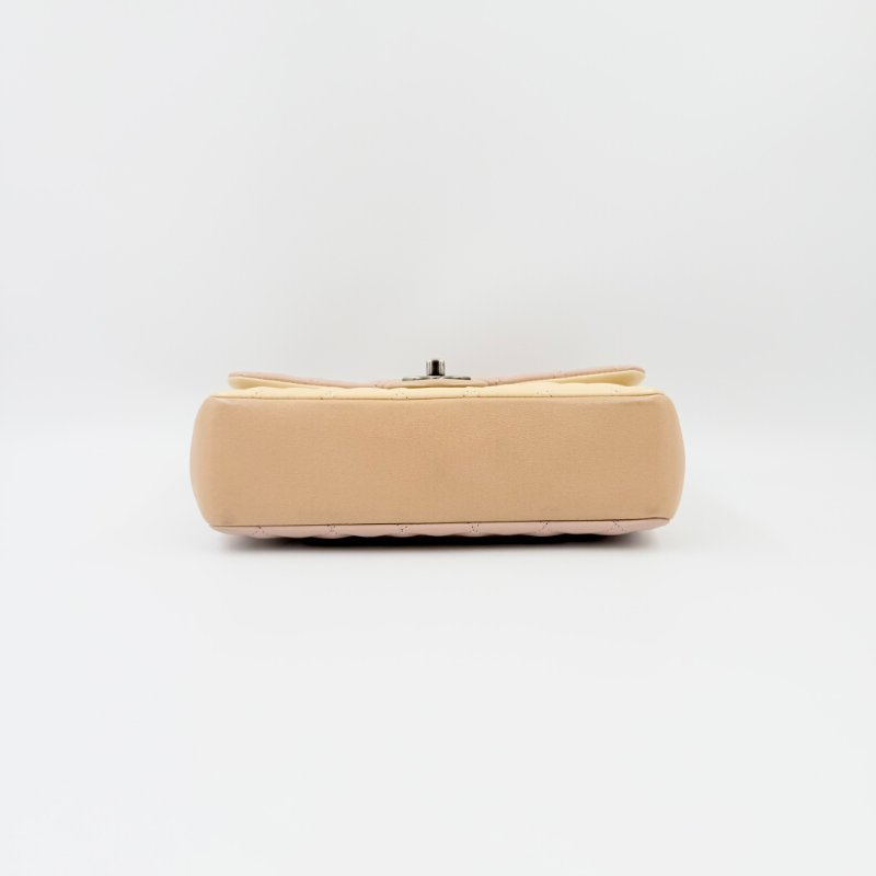 CHANEL - 粉色拼黃色雙拼霧銀釦羊皮菱格CF COCO ╻20cm-4