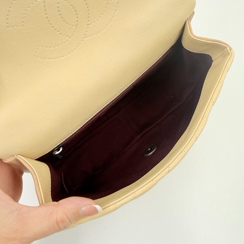 CHANEL - 粉色拼黃色雙拼霧銀釦羊皮菱格CF COCO ╻20cm-14