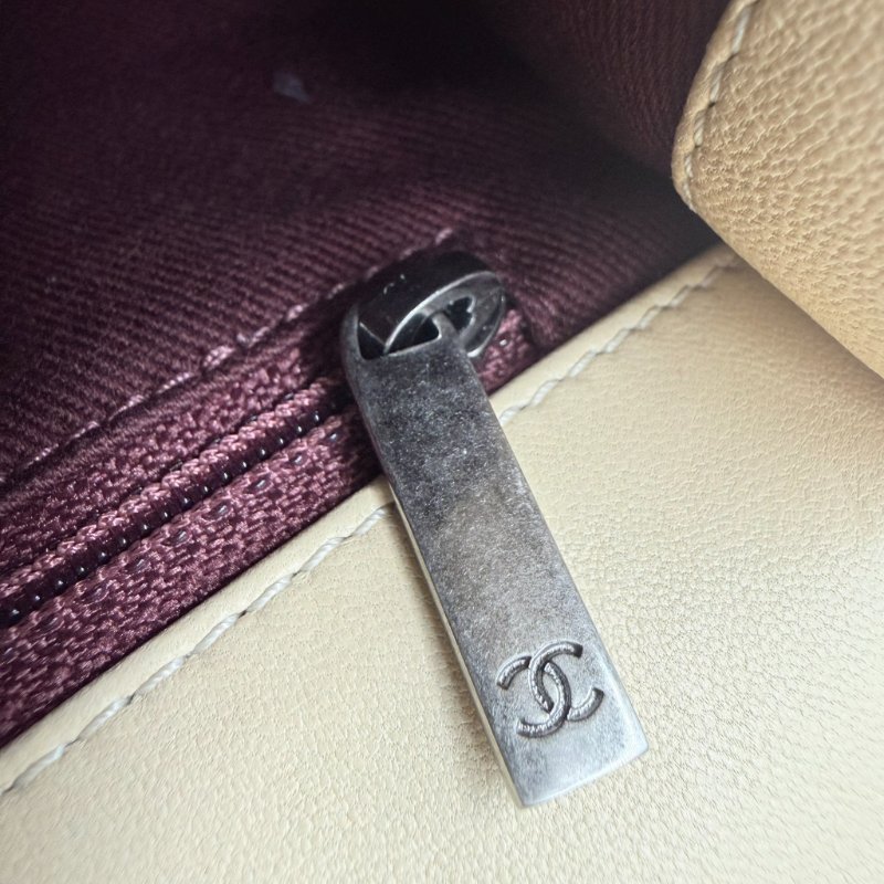 CHANEL - 粉色拼黃色雙拼霧銀釦羊皮菱格CF COCO ╻20cm-25