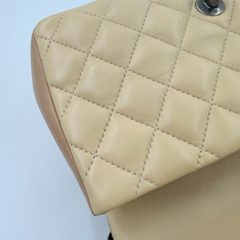 CHANEL - 粉色拼黃色雙拼霧銀釦羊皮菱格CF COCO ╻20cm-27