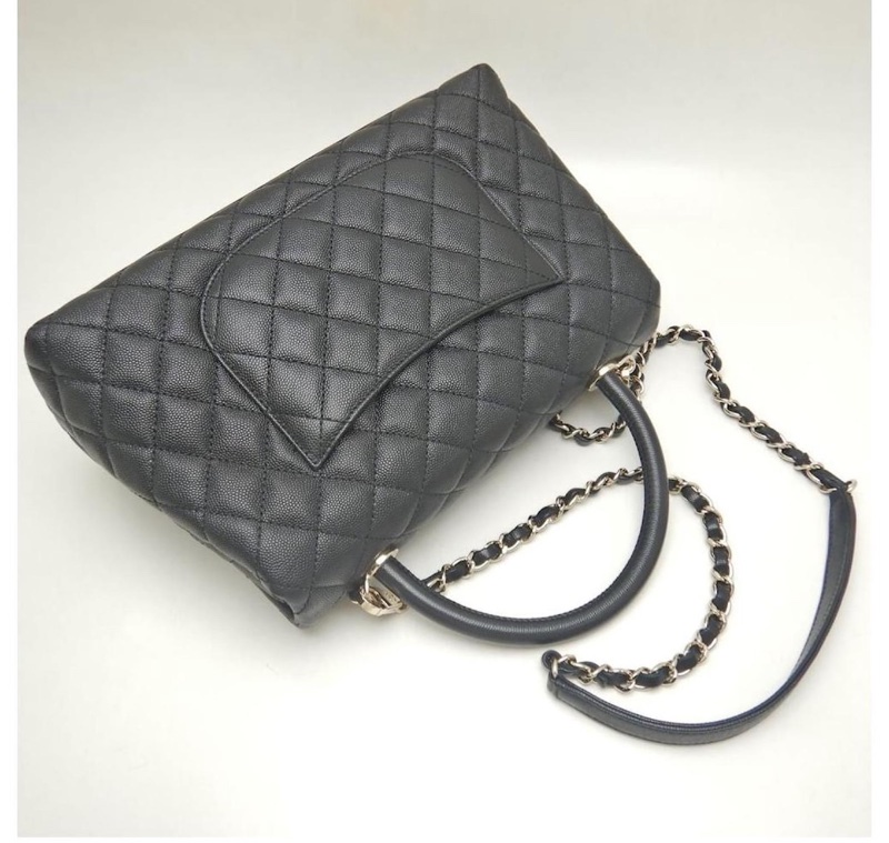 香奈兒Chanel經典Coco Handle黑色荔枝紋牛皮手把口蓋包28cm 香奈兒包包黑色28CHANEL 黑荔枝HANDLE28 全新購於專櫃-3