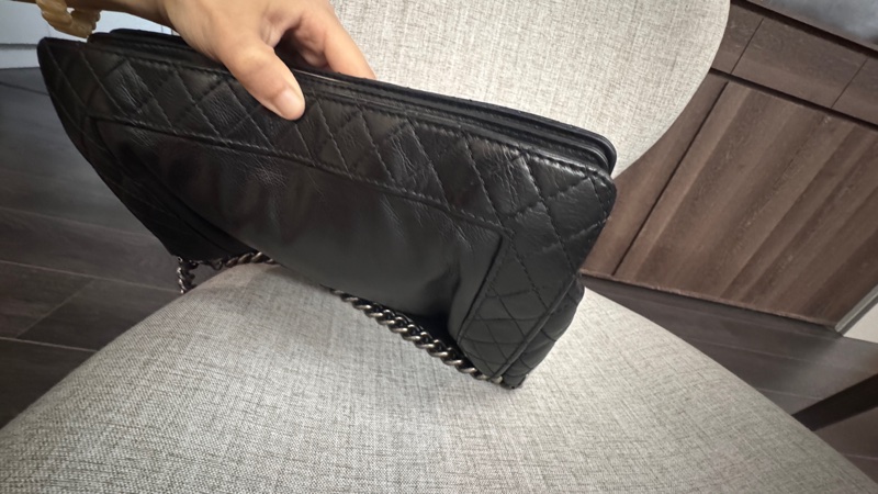 香奈兒Chanel boy 28 包況好柔軟耐用黑銀 復古銀釦 boy Chanel-13