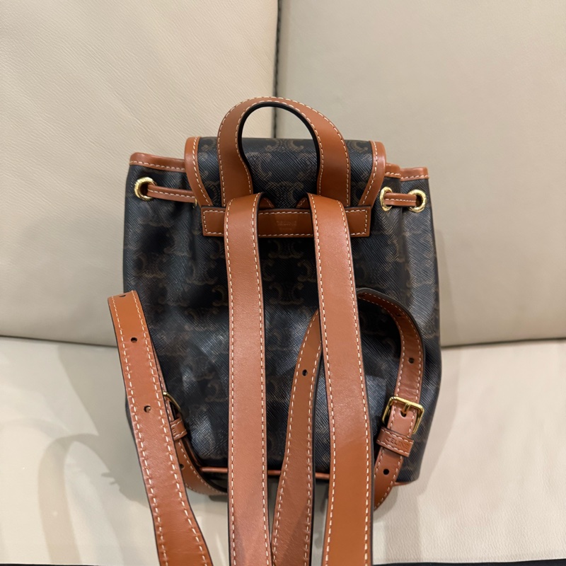 Celine 思琳 FOLCO 老花牛皮革迷你背包/經典棕褐色/Lisa同款/97新美品-2