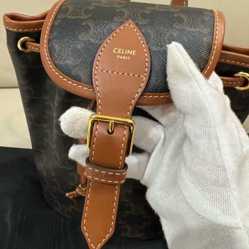 Celine 思琳 FOLCO 老花牛皮革迷你背包/經典棕褐色/Lisa同款/97新美品-5