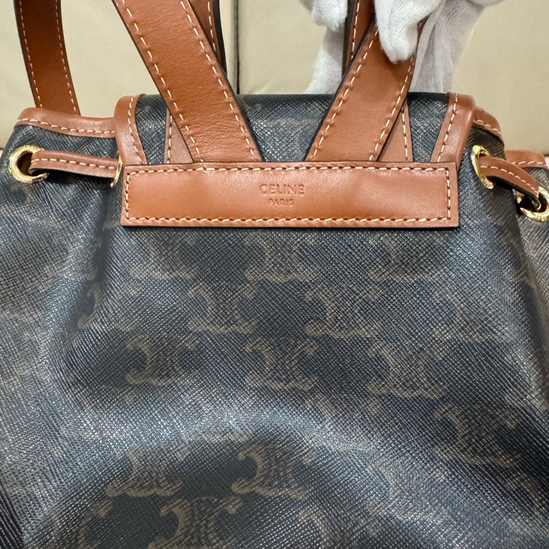 Celine 思琳 FOLCO 老花牛皮革迷你背包/經典棕褐色/Lisa同款/97新美品-7