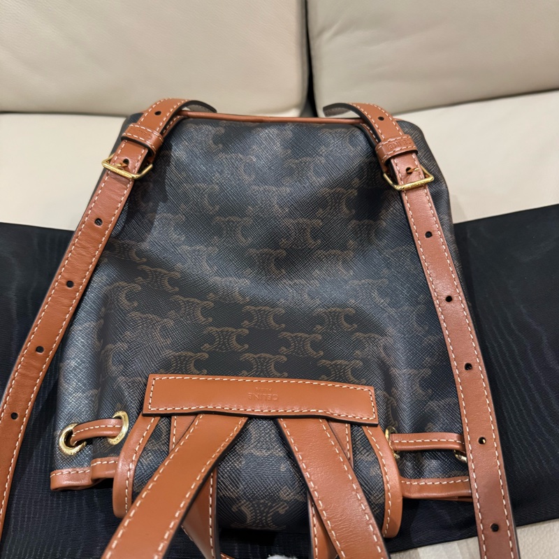 Celine 思琳 FOLCO 老花牛皮革迷你背包/經典棕褐色/Lisa同款/97新美品-8