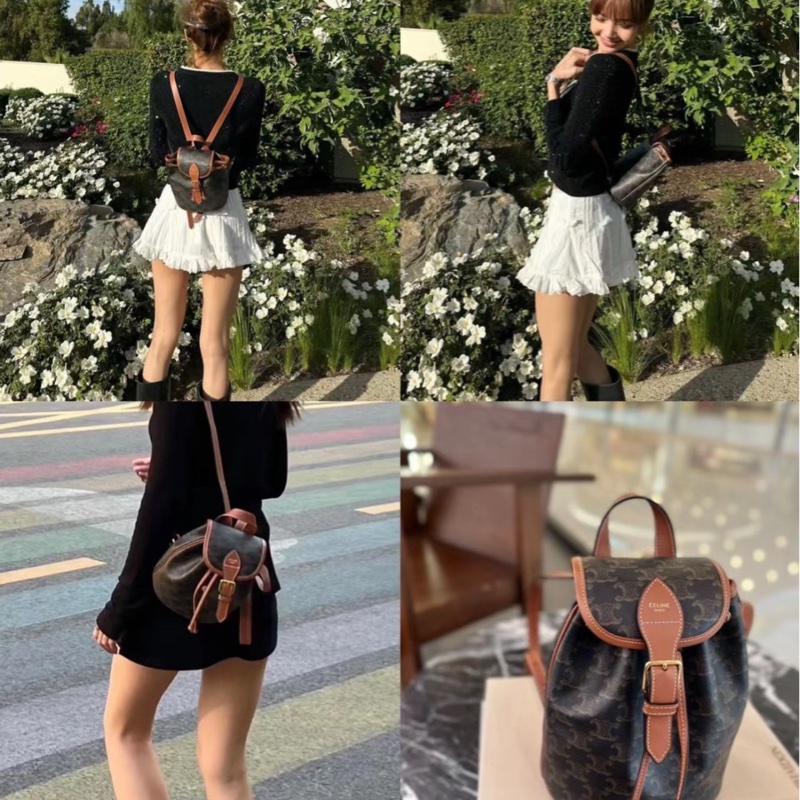 Celine 思琳 FOLCO 老花牛皮革迷你背包/經典棕褐色/Lisa同款/97新美品-9