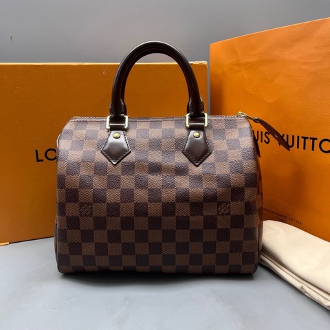 LV路易威登 98新 棕棋盤格speedy 25枕頭包 尺寸25*18