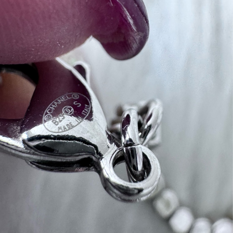 CHANEL 23S 透粉色香水瓶滿鑽鏈條項鍊-6