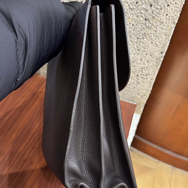 Hermes愛馬仕sac a depeche烏木色銀扣手提公文包,框M刻,TC皮-2