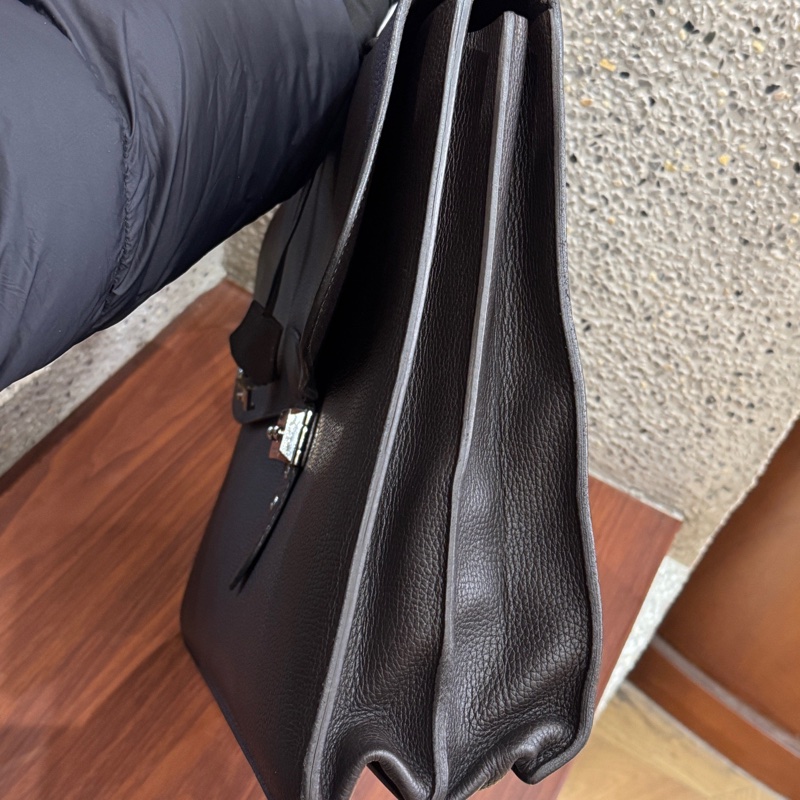 Hermes愛馬仕sac a depeche烏木色銀扣手提公文包,框M刻,TC皮-3