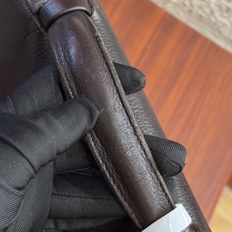 Hermes愛馬仕sac a depeche烏木色銀扣手提公文包,框M刻,TC皮-6