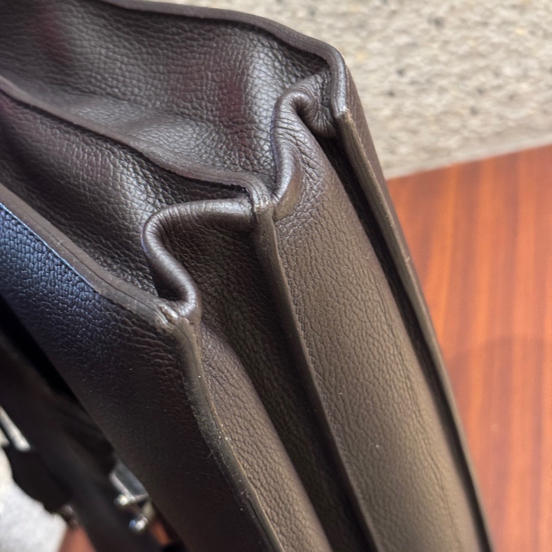 Hermes愛馬仕sac a depeche烏木色銀扣手提公文包,框M刻,TC皮-7