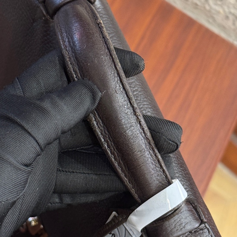 Hermes愛馬仕sac a depeche烏木色銀扣手提公文包,框M刻,TC皮-13