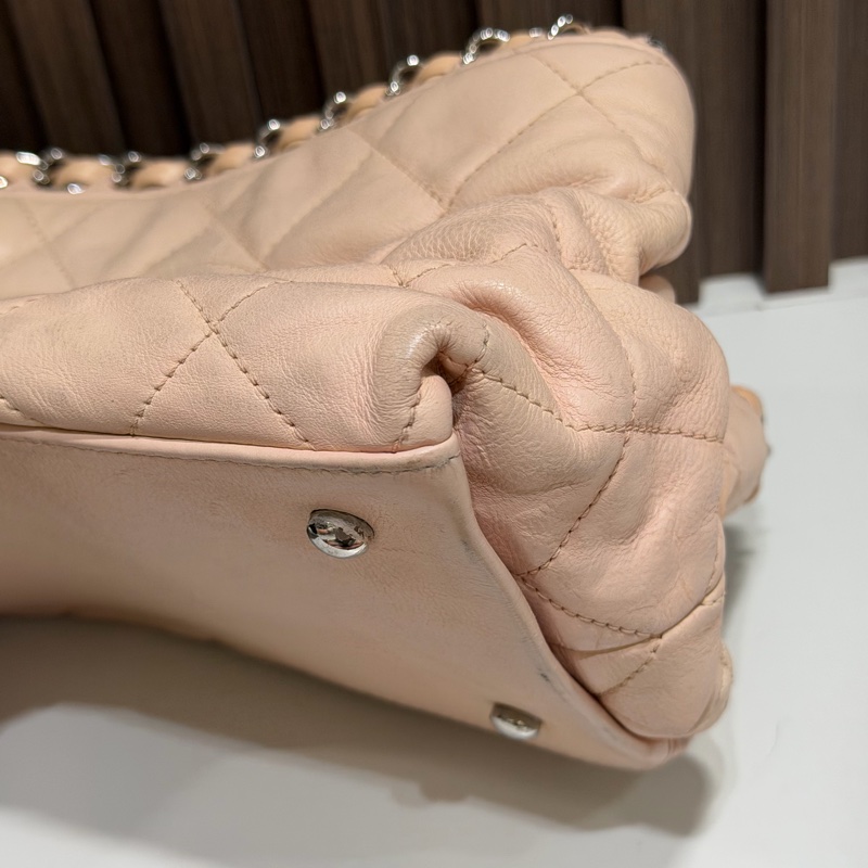 【92新 ✨ 全網最低價!】中古 Chanel香奈兒 櫻花粉色 牛皮托特鏈條包 手提包-23