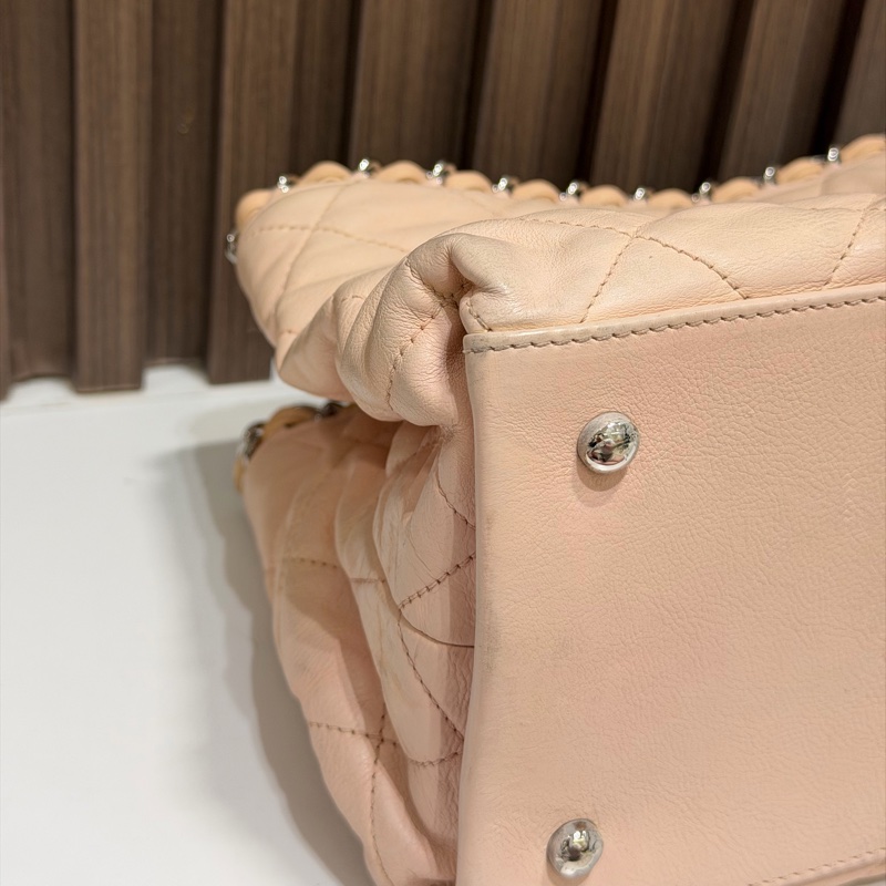 【92新 ✨ 全網最低價!】中古 Chanel香奈兒 櫻花粉色 牛皮托特鏈條包 手提包-24