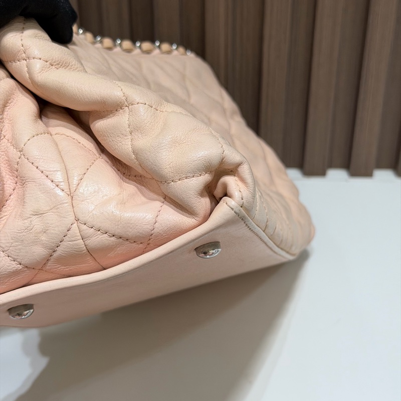 【92新 ✨ 全網最低價!】中古 Chanel香奈兒 櫻花粉色 牛皮托特鏈條包 手提包-36