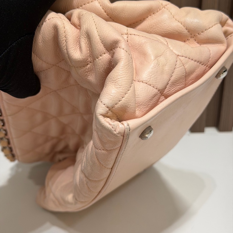 【92新 ✨ 全網最低價!】中古 Chanel香奈兒 櫻花粉色 牛皮托特鏈條包 手提包-37