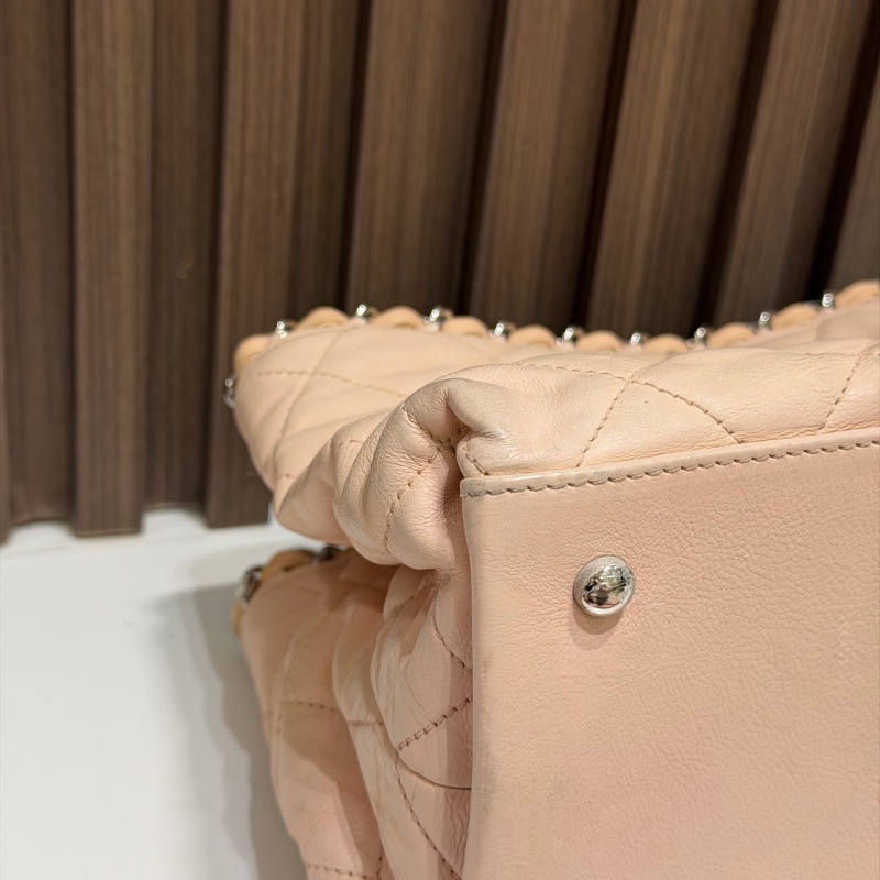 【92新 ✨ 全網最低價!】中古 Chanel香奈兒 櫻花粉色 牛皮托特鏈條包 手提包-44