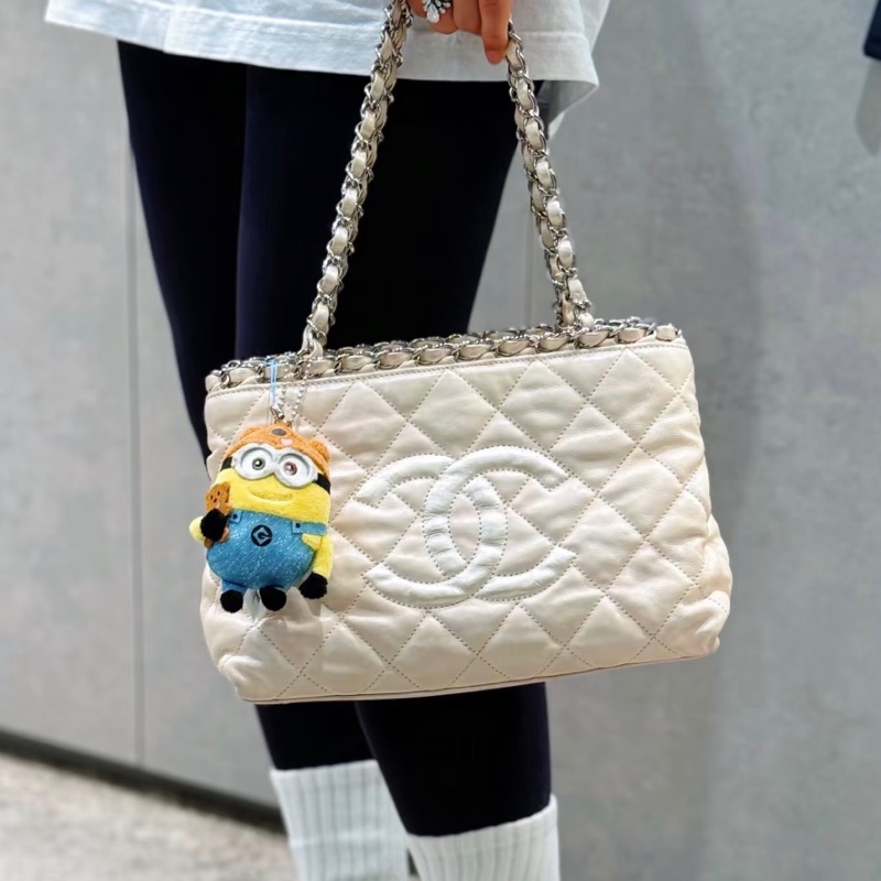 【92新 ✨ 全網最低價!】中古 Chanel香奈兒 櫻花粉色 牛皮托特鏈條包 手提包-0