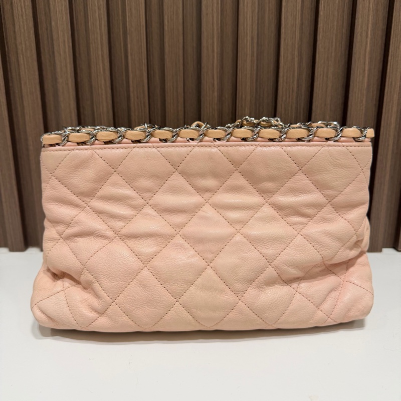 【92新 ✨ 全網最低價!】中古 Chanel香奈兒 櫻花粉色 牛皮托特鏈條包 手提包-4