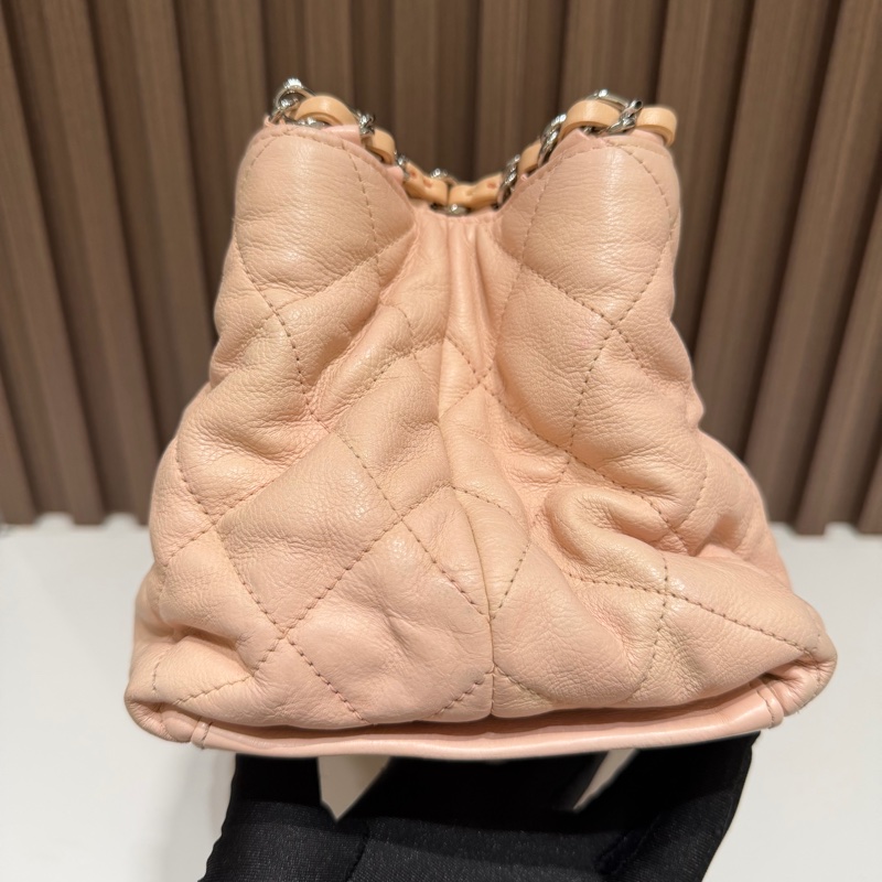 【92新 ✨ 全網最低價!】中古 Chanel香奈兒 櫻花粉色 牛皮托特鏈條包 手提包-5