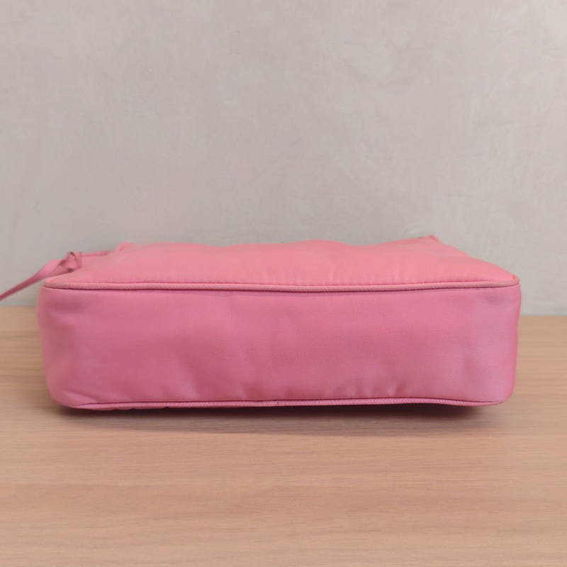 PRADA普拉達 Hobo腋下包 粉色尼龍 白標42 底長22 無附件-5