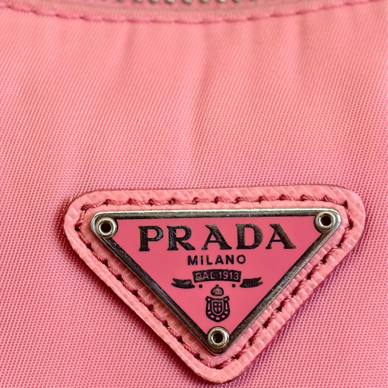 PRADA普拉達 Hobo腋下包 粉色尼龍 白標42 底長22 無附件-8