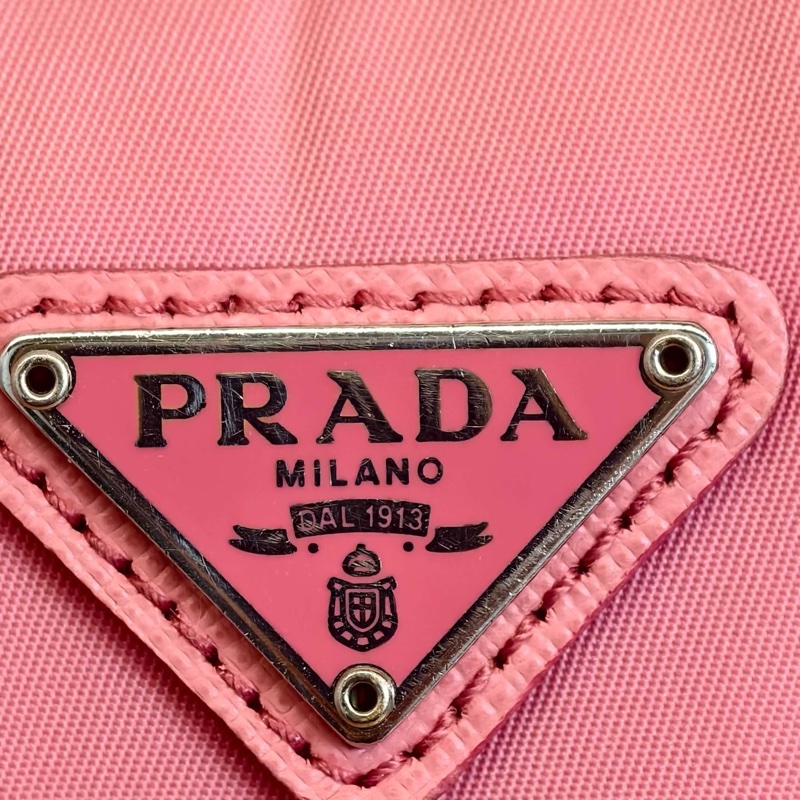 PRADA普拉達 Hobo腋下包 粉色尼龍 白標42 底長22 無附件-9