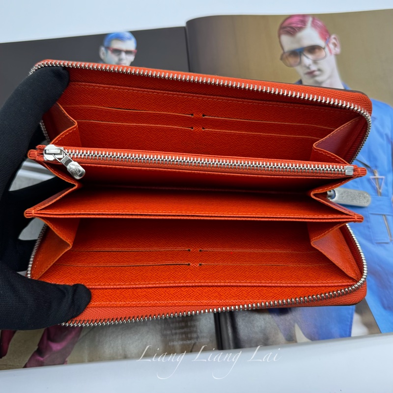 LOUIS VUITTON LV Epi 豔麗橘拉鍊長夾-4